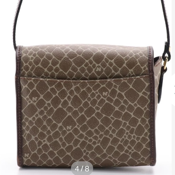 VINTAGE Nina Ricci Crossbody Bag in Giraffe Printed Canvas and Leather - Picture 3 of 8